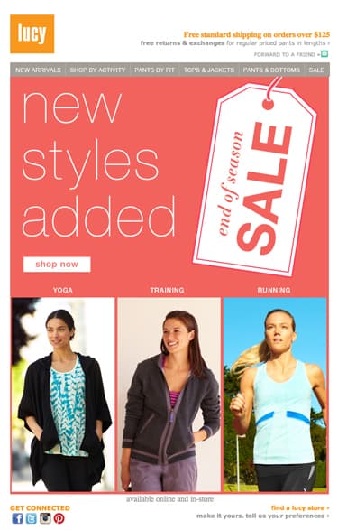 Lucy Activewear Email Design